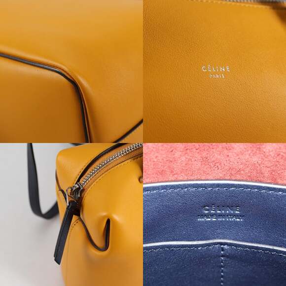 CELINE Soft Cube Shoulder Bag Leather Yellow Silver - Picture 12 of 13